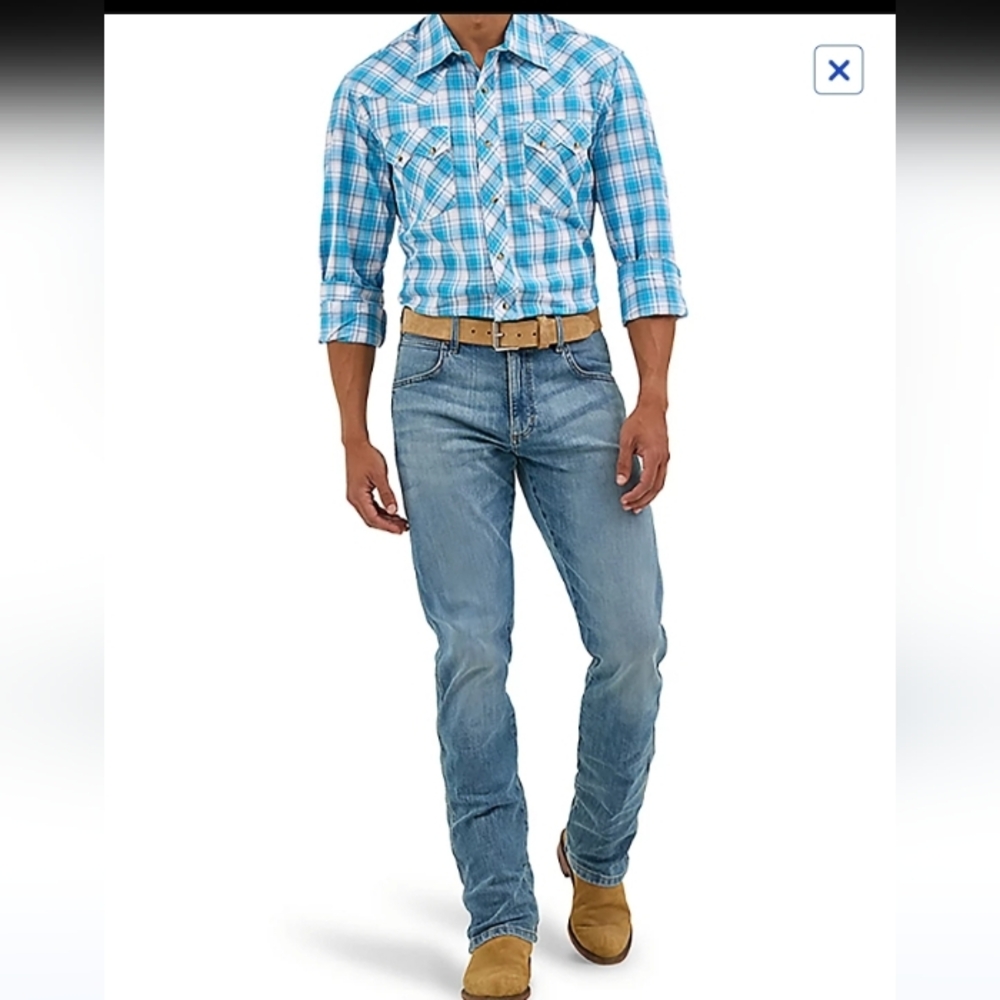 Wrangler Light Blue Men's Straight Fit Jeans 34×30